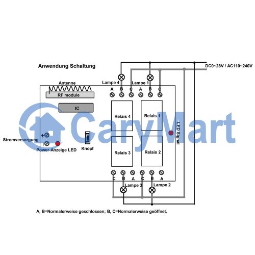 4 Kanal Dc 6v 9v 12v 24v Funk Schalter Ein Aus Funk Sender Empfanger Fur